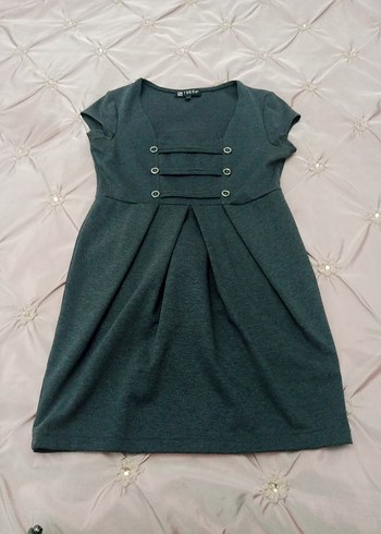 Gri Düğmeli Günlük Elbises - Görsel 4