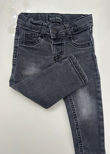 Gri Erkek Çocuk Bağcıklı Dar Kesim Kot Pantolon - Görsel 2