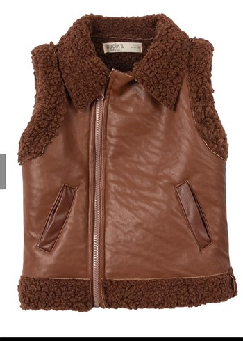 Çocuk Kahverengi Kürklü Yelek - Görsel 3