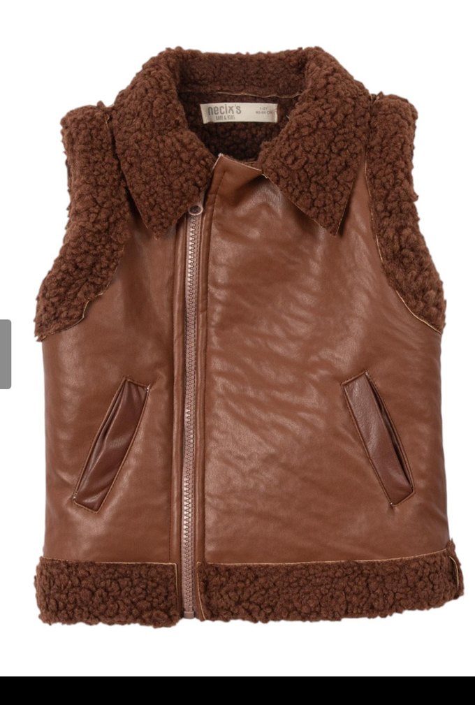 Çocuk Kahverengi Kürklü Yelek - Görsel 3