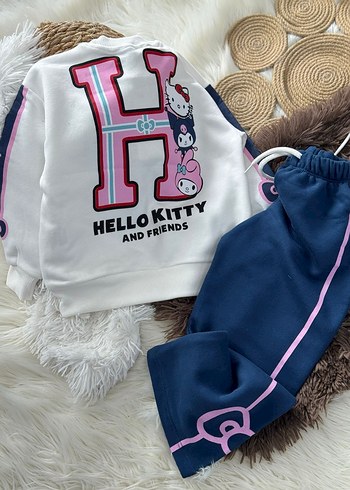 Kızlar için Pembe Loose Fit Eşofman Takımı - Görsel 2