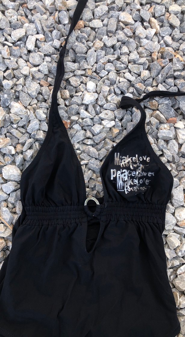 Zeki triko siyah Mini Kemerli Kadın Mayo - Görsel 3