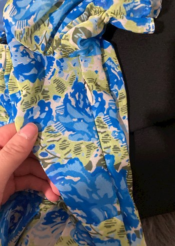 Mavi Bohem Mini Elbise - Görsel 3