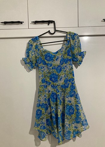 Mavi Bohem Mini Elbise - Görsel 2