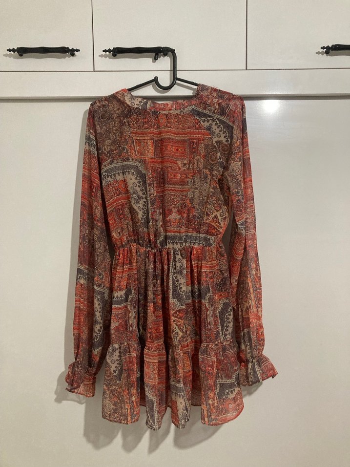 Düğmeli Bohem V Yaka Uzun Kollu Hamile Bluz - Görsel 2