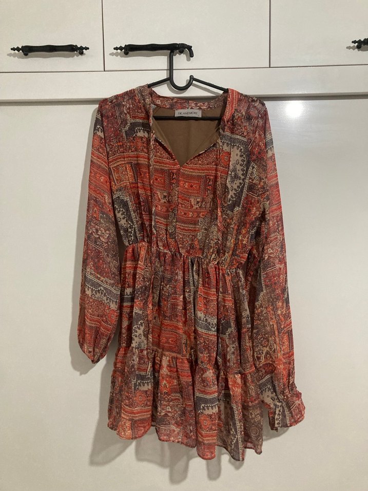 Düğmeli Bohem V Yaka Uzun Kollu Hamile Bluz - Görsel 3