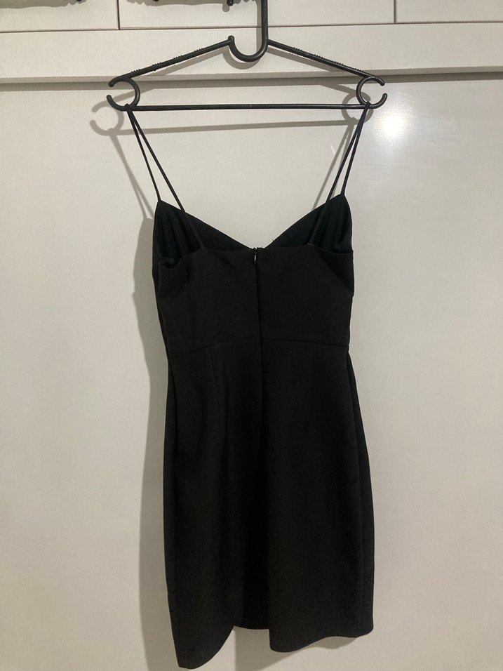 Siyah İnce Askılı Mini Elbise - Görsel 3