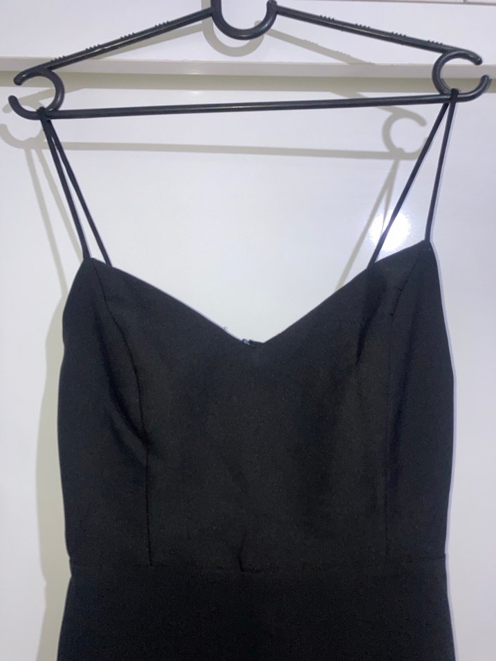 Siyah İnce Askılı Mini Elbise - Görsel 2