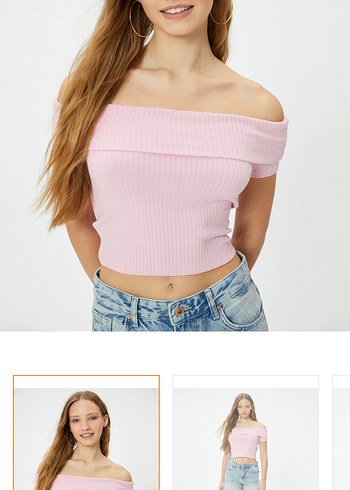 Pembe Kayık Yaka Kısa Kollu Mini Bluz