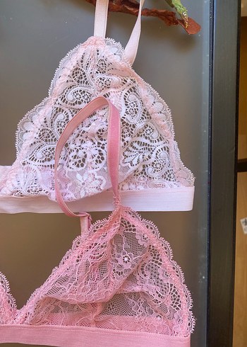 Pastel Pembe Dantel Bohem Bralet - Görsel 3