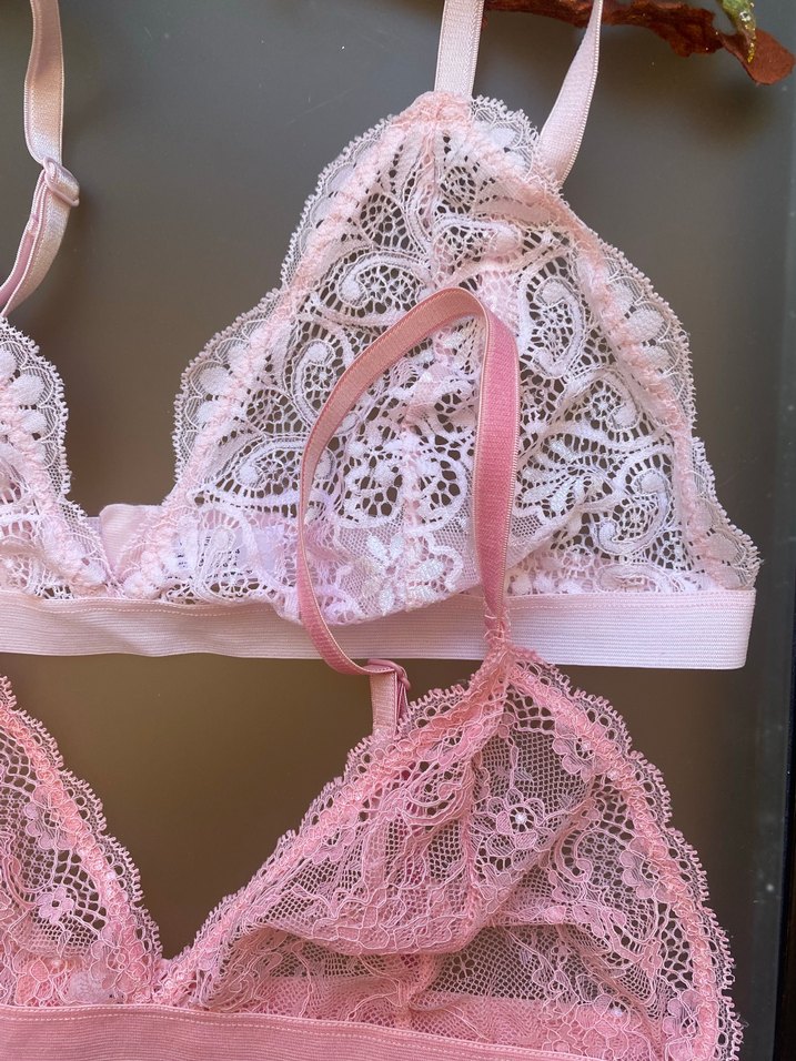 Pastel Pembe Dantel Bohem Bralet - Görsel 4