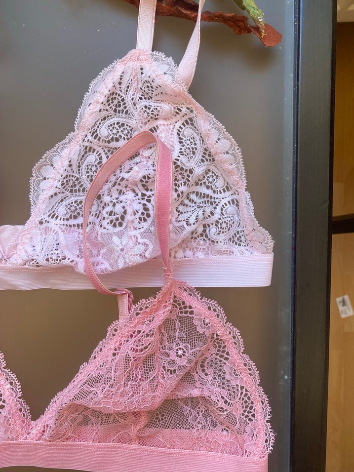 Pastel Pembe Dantel Bohem Bralet - Görsel 3