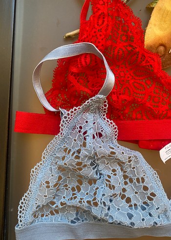 Diğer Bohem Kırmızı ve Gri Dantel Bralet