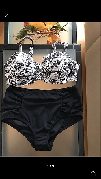 Üst 80C alt L beden yüksek bel bikini takımı