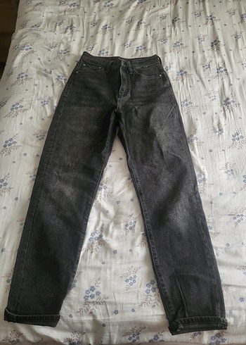 Kadın Gri Bol Kesim Midi Denim Jean