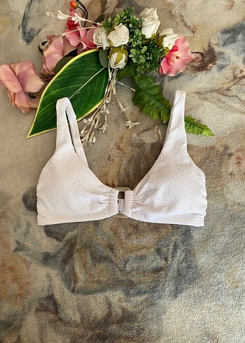 Beyaz Mini Strappy Bohem Bikini Üstü