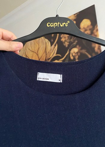 Lacivert Bağlama Desenli Uzun Hamile Elbisesi - Görsel 5