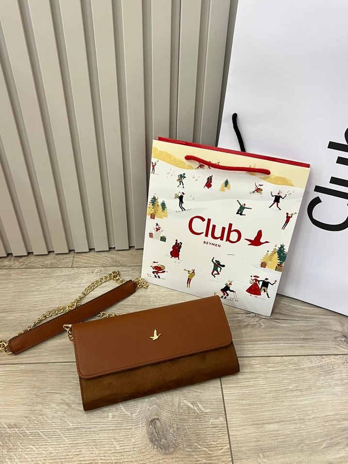 BEYMEN Zincir Detaylı Kahverengi Deri Kadın Çanta - Görsel 2