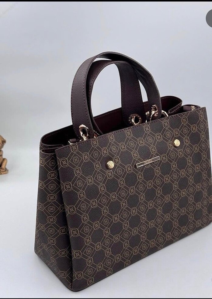 Vakko Klasik Desenli Siyah Deri Kadın Çanta - Görsel 5