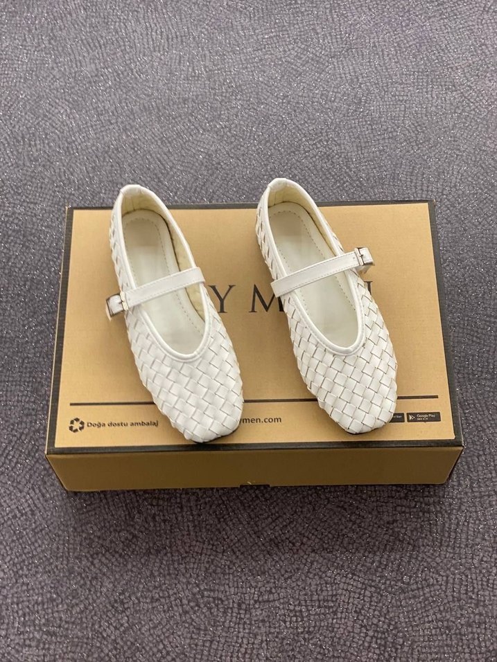 Kahverengi Örgü Desenli Tokalı Kadın Babet BEYMEN - Görsel 5