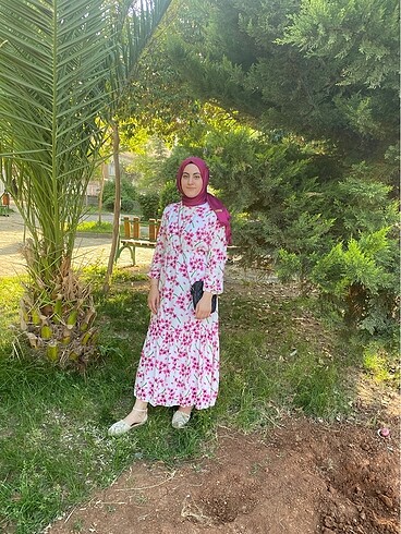 l Beden beyaz Renk Yazlık Pamuklu Tesettür Elbise