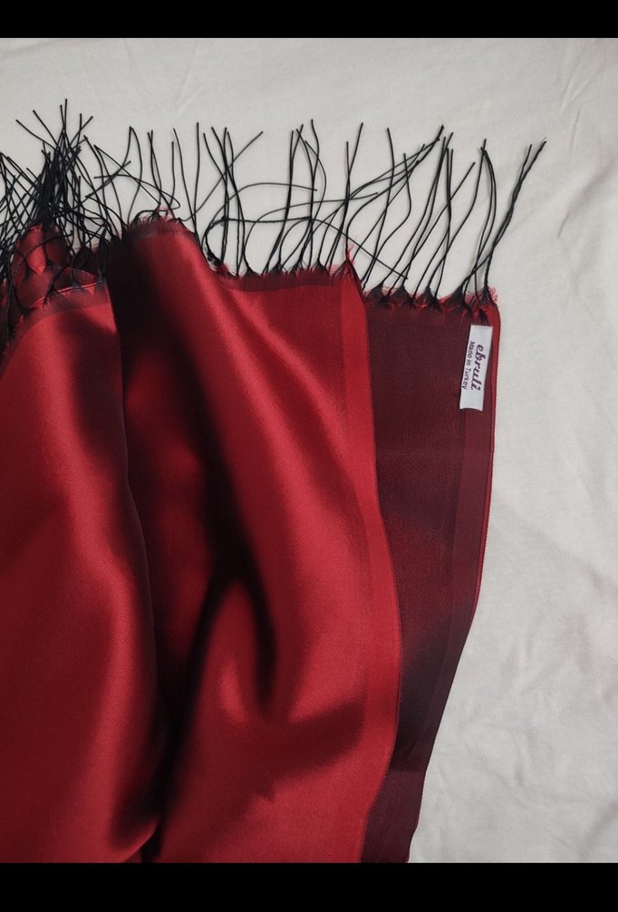 Bordo Püsküllü Şal - Görsel 5