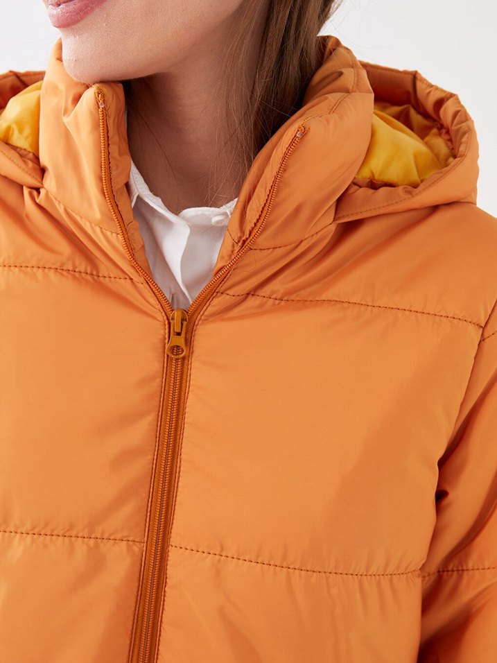 Turuncu Kadın Mont Şişme Mont - Görsel 3