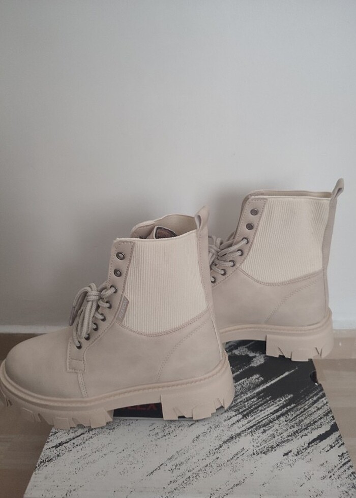 Kadın bot kışlık ayakkabı bej - Görsel 3