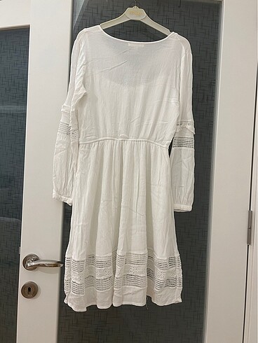 38 Beden beyaz Renk Beyaz keten elbise