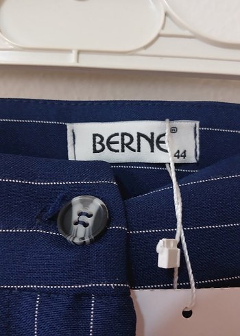 Lacivert Çizgili Kadın Kumaş Pantolon - Görsel 5