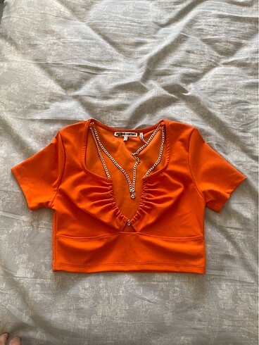 Koton Zincirli turuncu crop