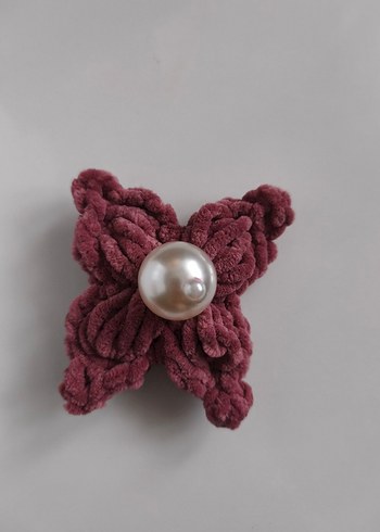 Püsküllü Pembe Çiçek toka - Görsel 2