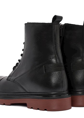 Erkek Siyah Fermuarlı Bağcıklı Deri Bot DERİMOD - Görsel 8