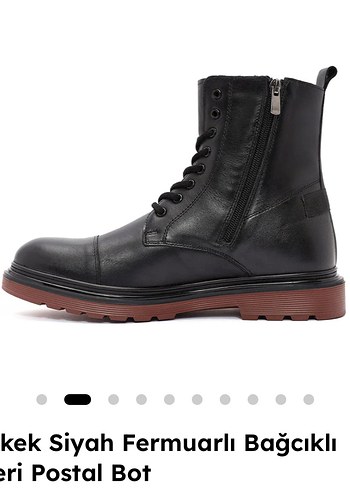 Erkek Siyah Fermuarlı Bağcıklı Deri Bot DERİMOD - Görsel 3