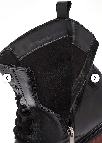 Erkek Siyah Fermuarlı Bağcıklı Deri Bot DERİMOD - Görsel 6