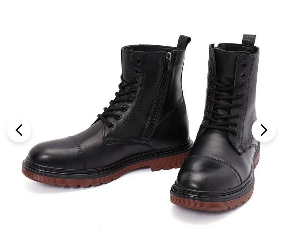 Erkek Siyah Fermuarlı Bağcıklı Deri Bot DERİMOD - Görsel 2