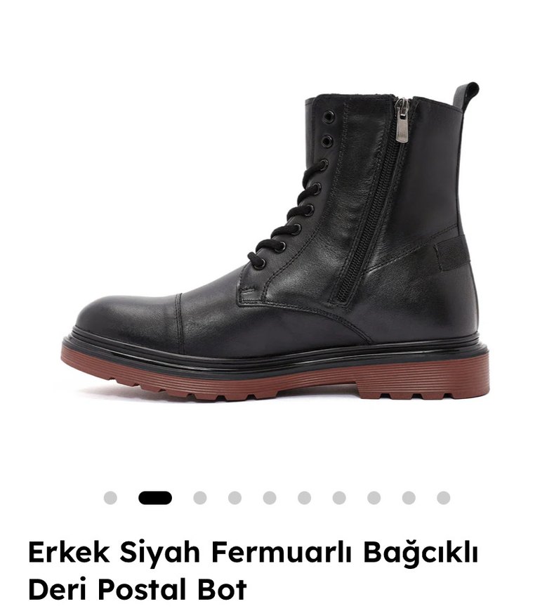Erkek Siyah Fermuarlı Bağcıklı Deri Bot DERİMOD - Görsel 3