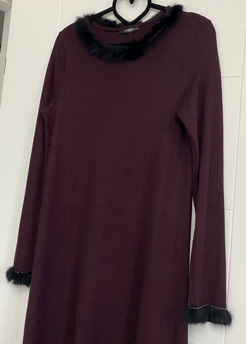 Bordo penye elbise - Görsel 4