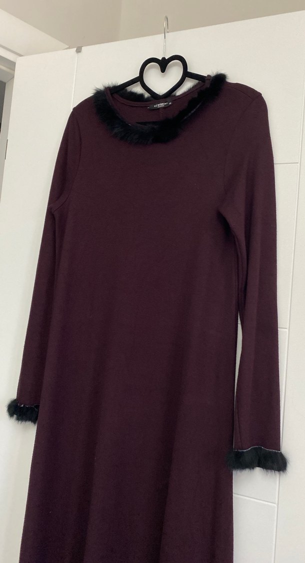 Bordo penye elbise - Görsel 4