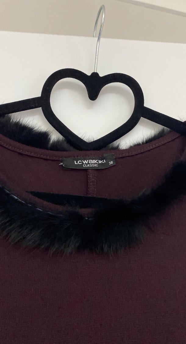 Bordo penye elbise - Görsel 2