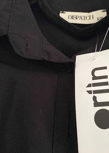 Düğmeli Siyah Keten Mini Kadın Gömlek - Görsel 2