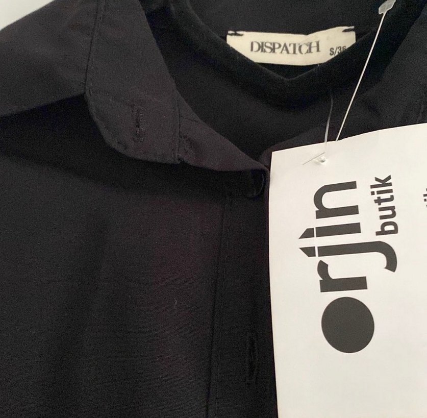 Düğmeli Siyah Keten Mini Kadın Gömlek - Görsel 2