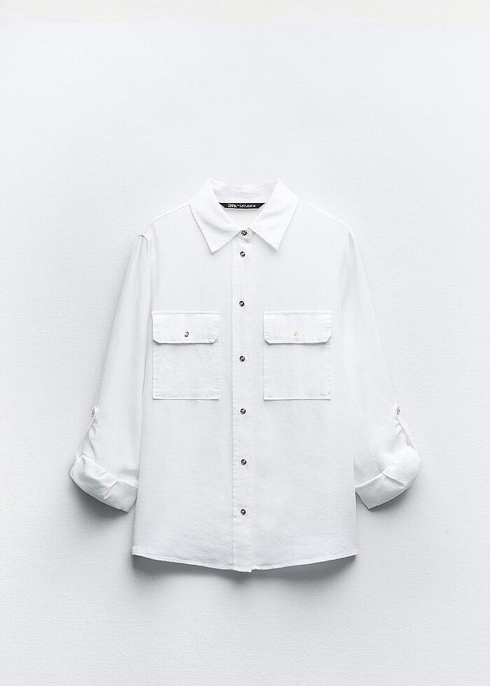 Zara Keten Karışımlı Gömlek - Görsel 4