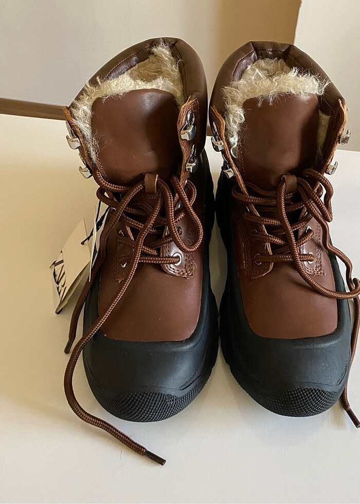 Zara Bağcıklı Deri Bot - Görsel 5