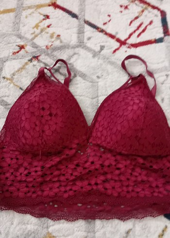 l Beden bordo Renk Bordo Mini Dantel Bralet
