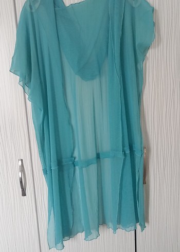 Turkuaz Drapeli Uzun Kadın Tunik - Görsel 4