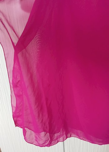 Pembe V Yaka Salaş Drapeli Kadın Bluz - Görsel 3