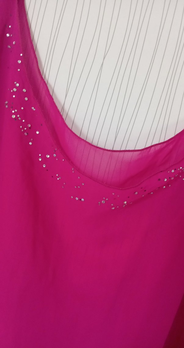 Pembe V Yaka Salaş Drapeli Kadın Bluz - Görsel 2