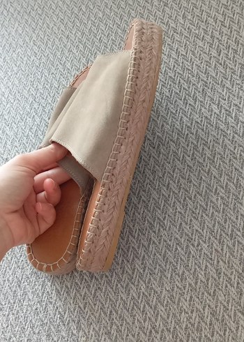 Bej Kadın Süet Dolgu Topuk Terlik - Görsel 2