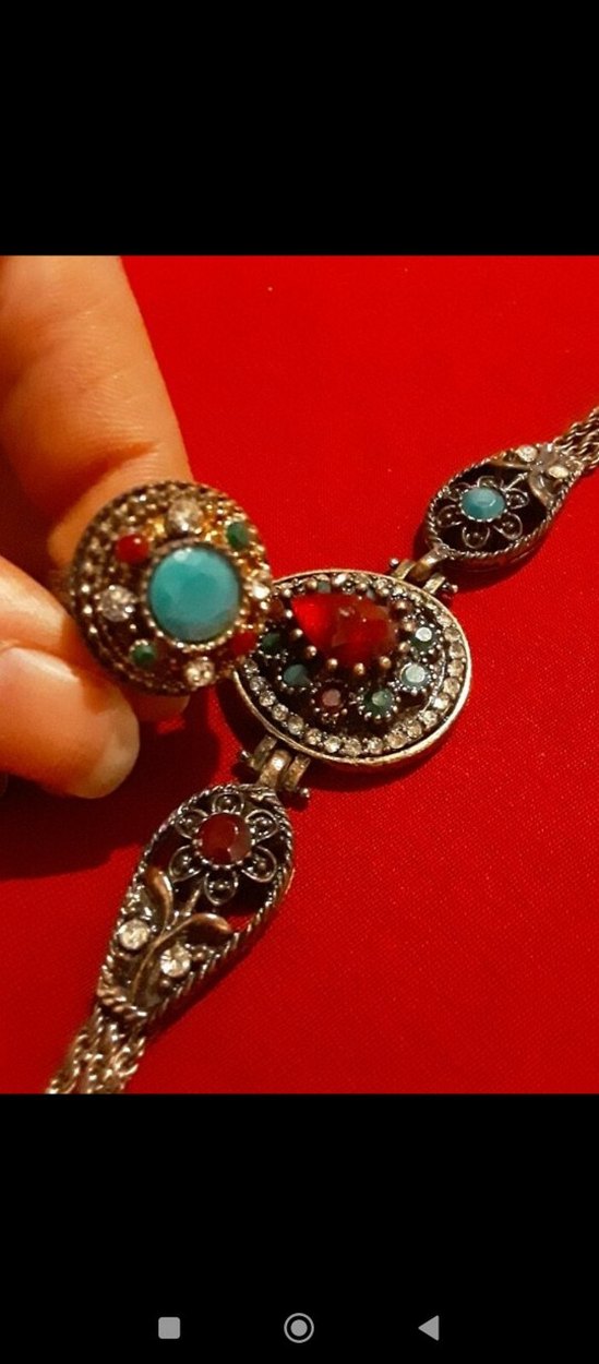 Turkuaz Taşlı Vintage Bohem Takı Seti - Görsel 3